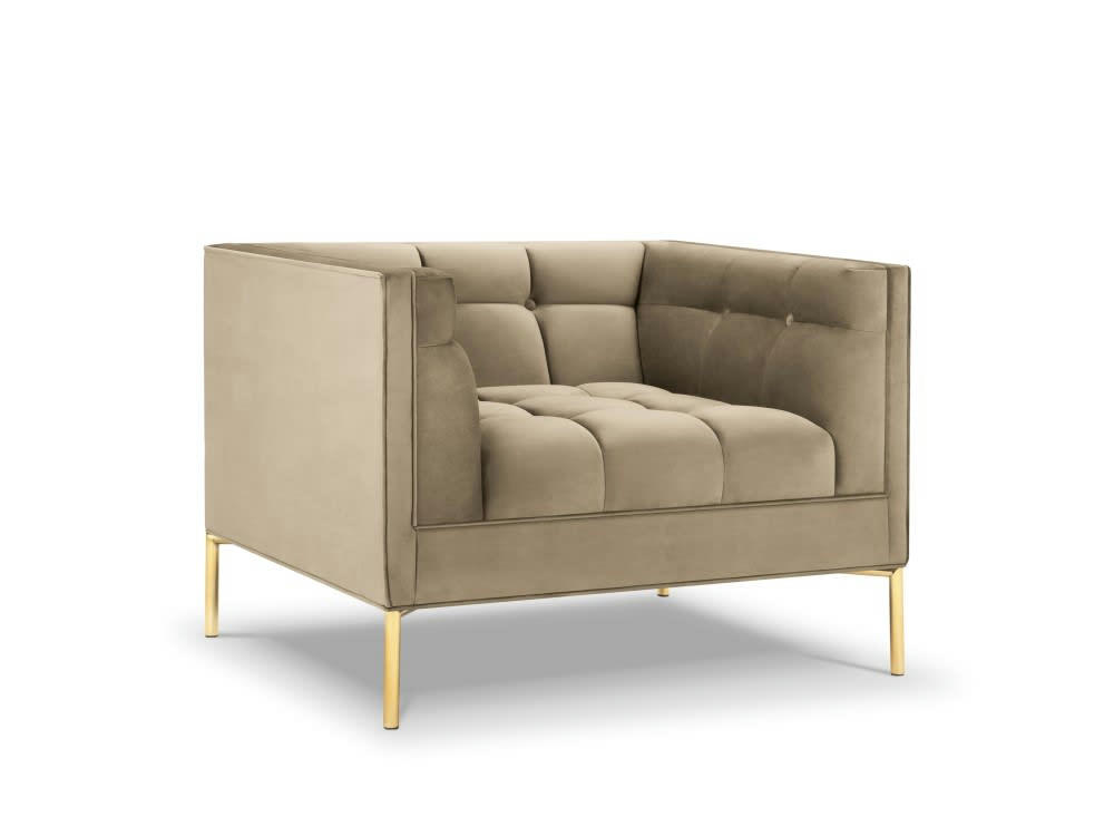 KAROO - Fauteuil velours cappuccino