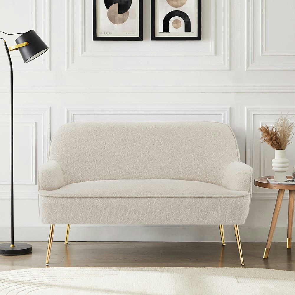 MARCELINO - Canapé droit en tissu 2 places beige