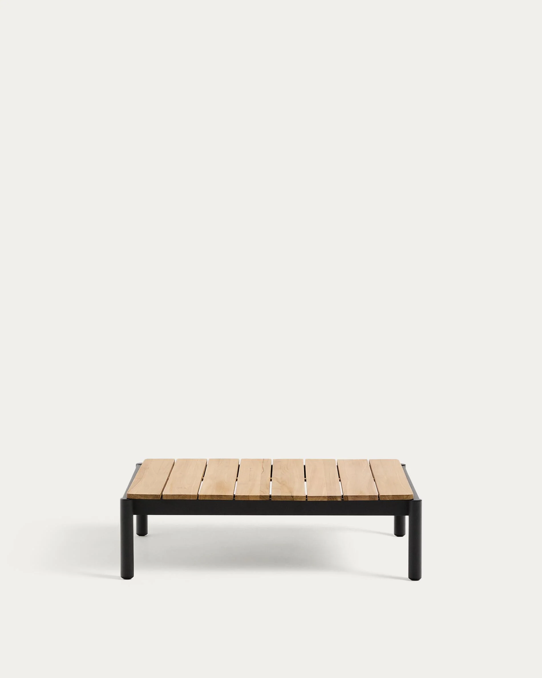 Sorells coffee table in gray aluminum and teak wood 89 x 91 cm FSC 100%