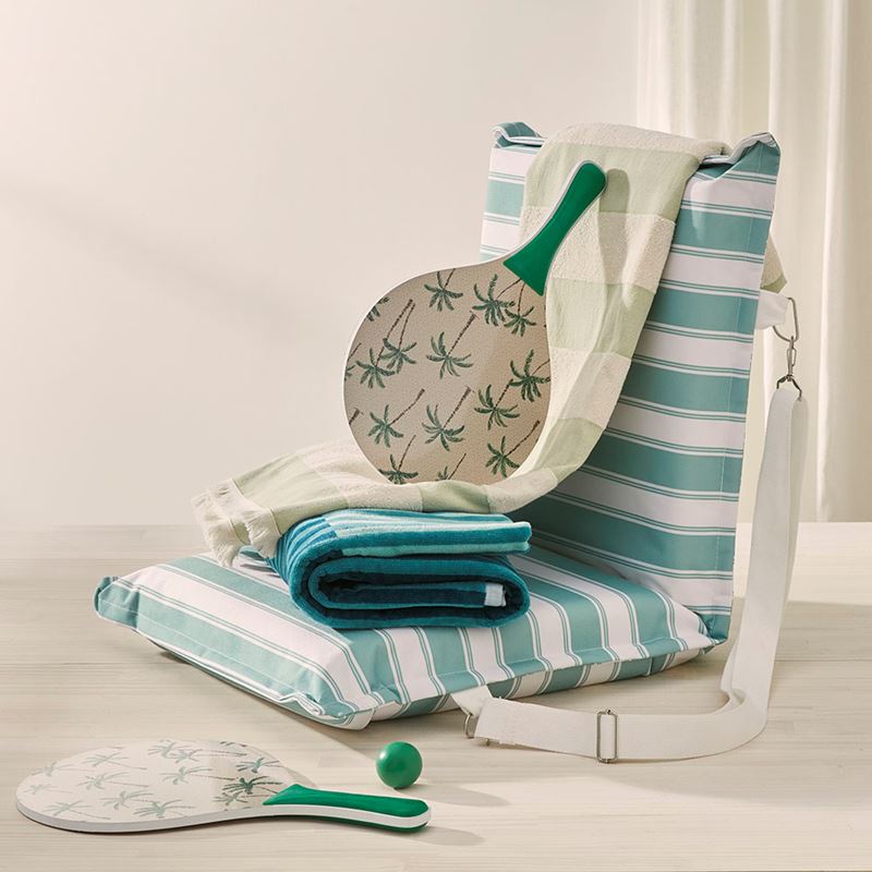 European Leaf & Natural Stripe Turkish Cotton Beach Towel