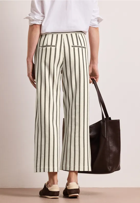 Wide Leg Hose im Casual Fit mit Streifen