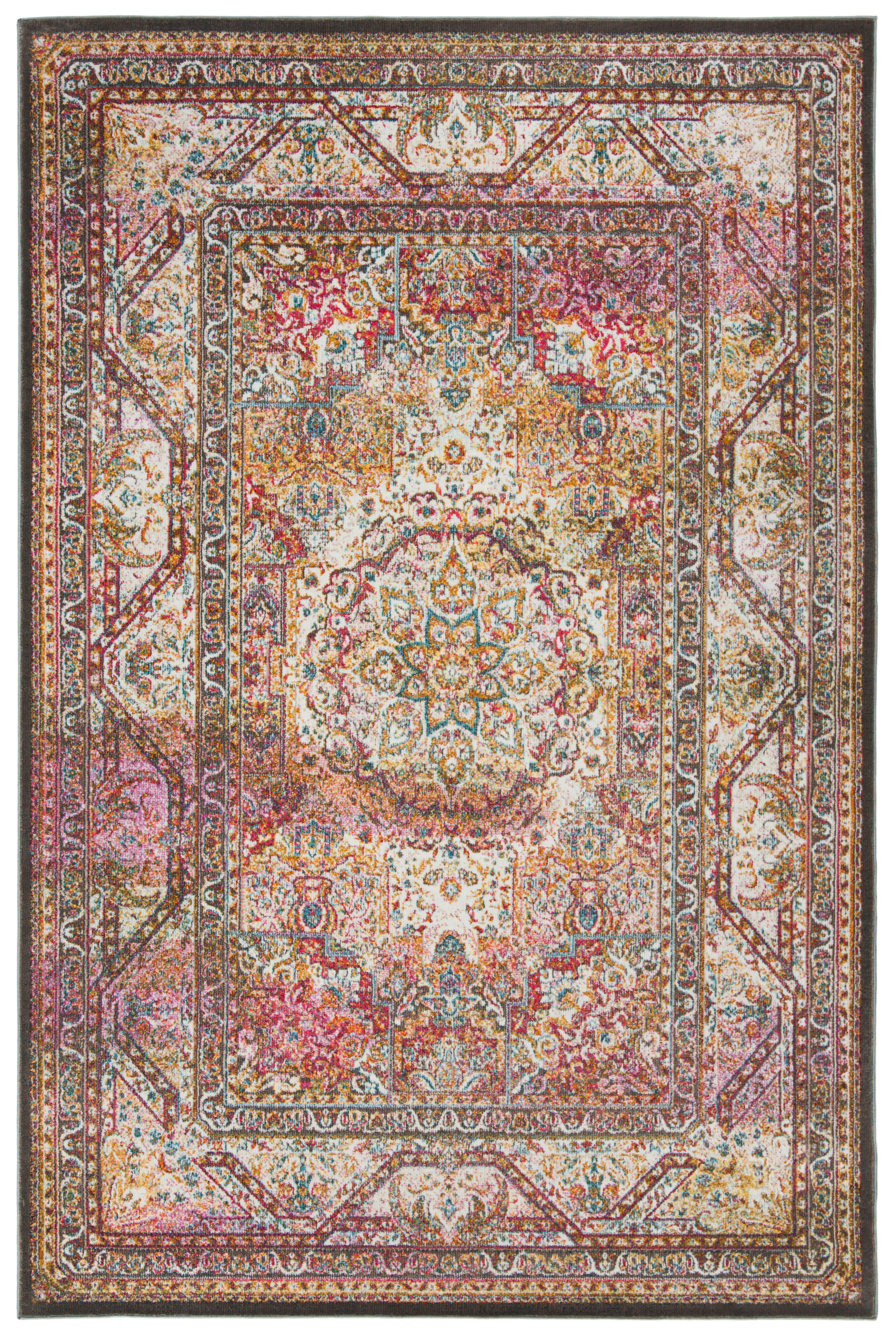 LUXOR - Tapis de salon interieur en ivoire & fuchsia, 160 x 231 cm