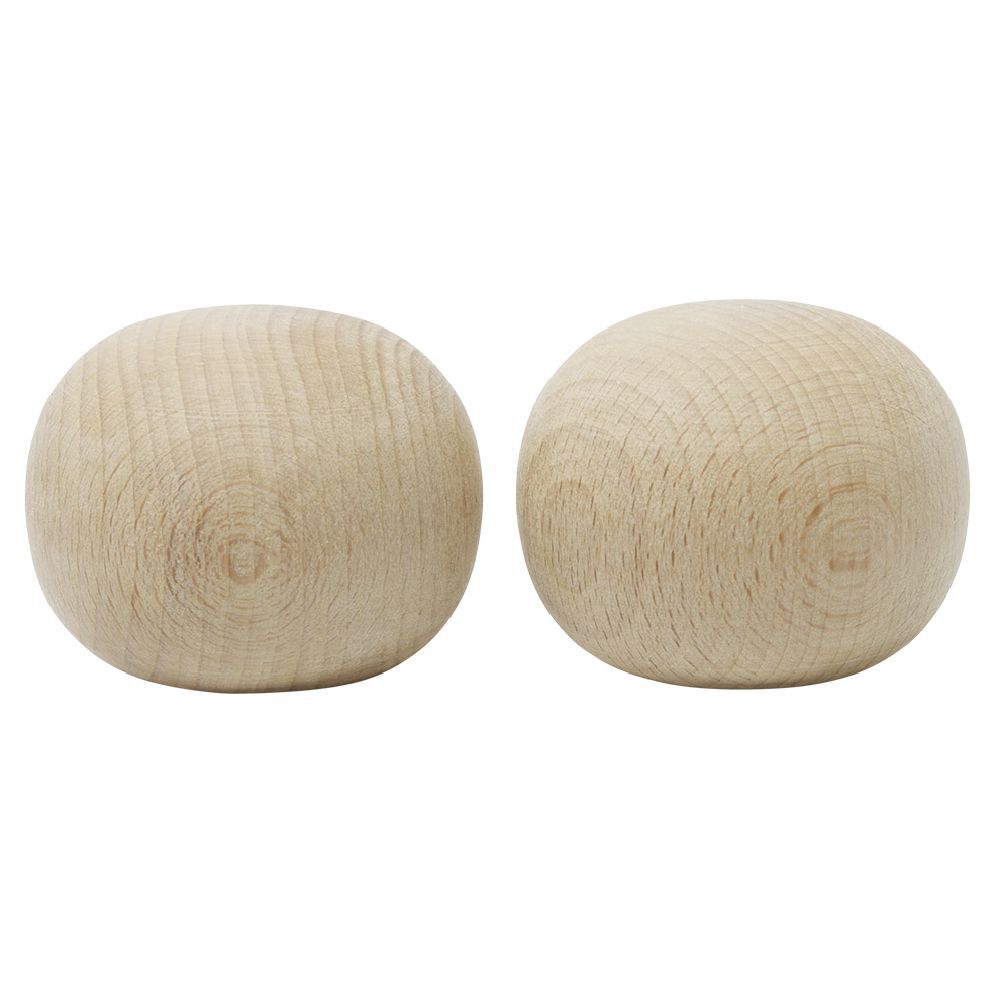 Embout de tringle forme galet en bois naturel Ø28mm x2