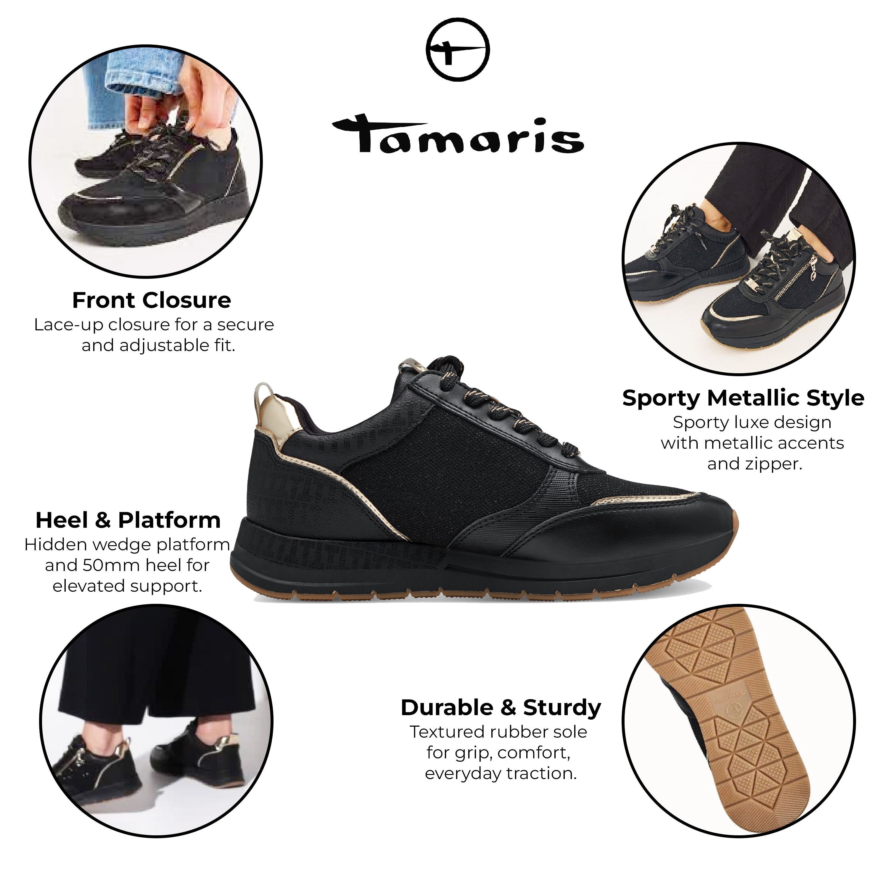 Infinity Leather Tamaris Fashion Lace-up Zipped Sneakers Trainers