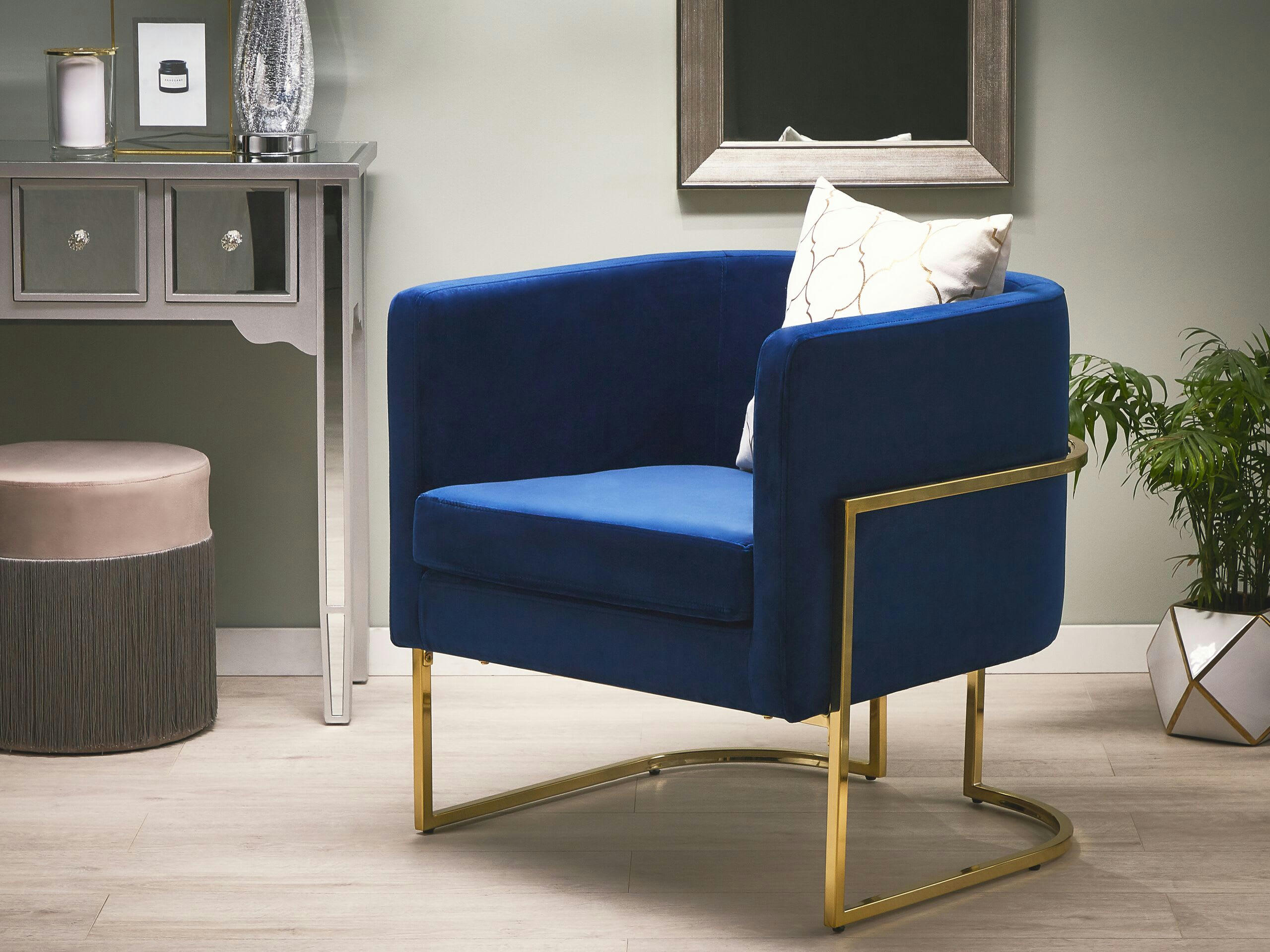SIRKKA - Fauteuil club en velours bleu foncé