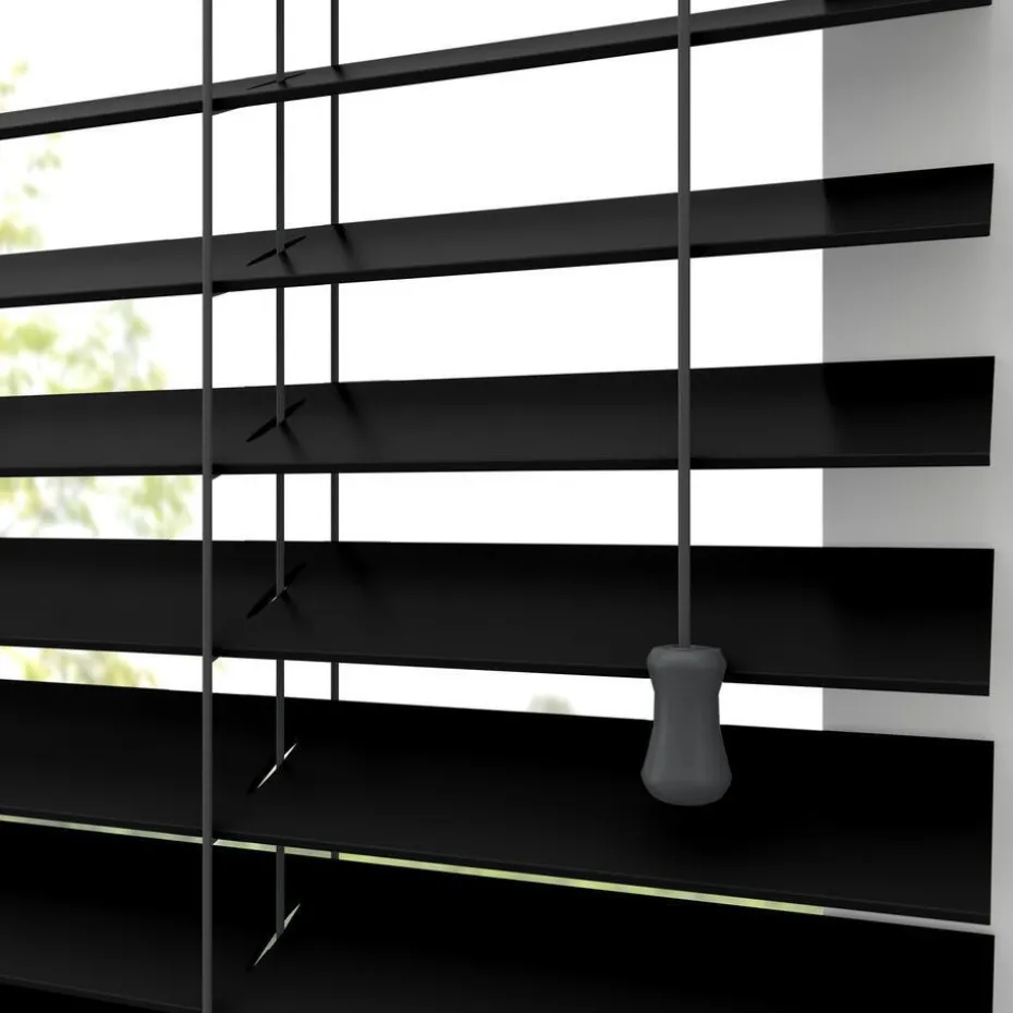 Kwantum Houten Jaloezieën | Jaloezieën | Houten Jaloezie Xander  50mm Zwart