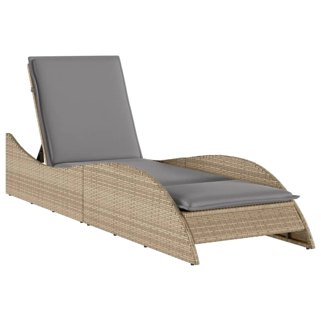 vidaXL Patio Sun Lounger Beige PE Rattan, Powder-Coated Steel Extra Long - 23.6 x 80.7 x 28.7/ 1