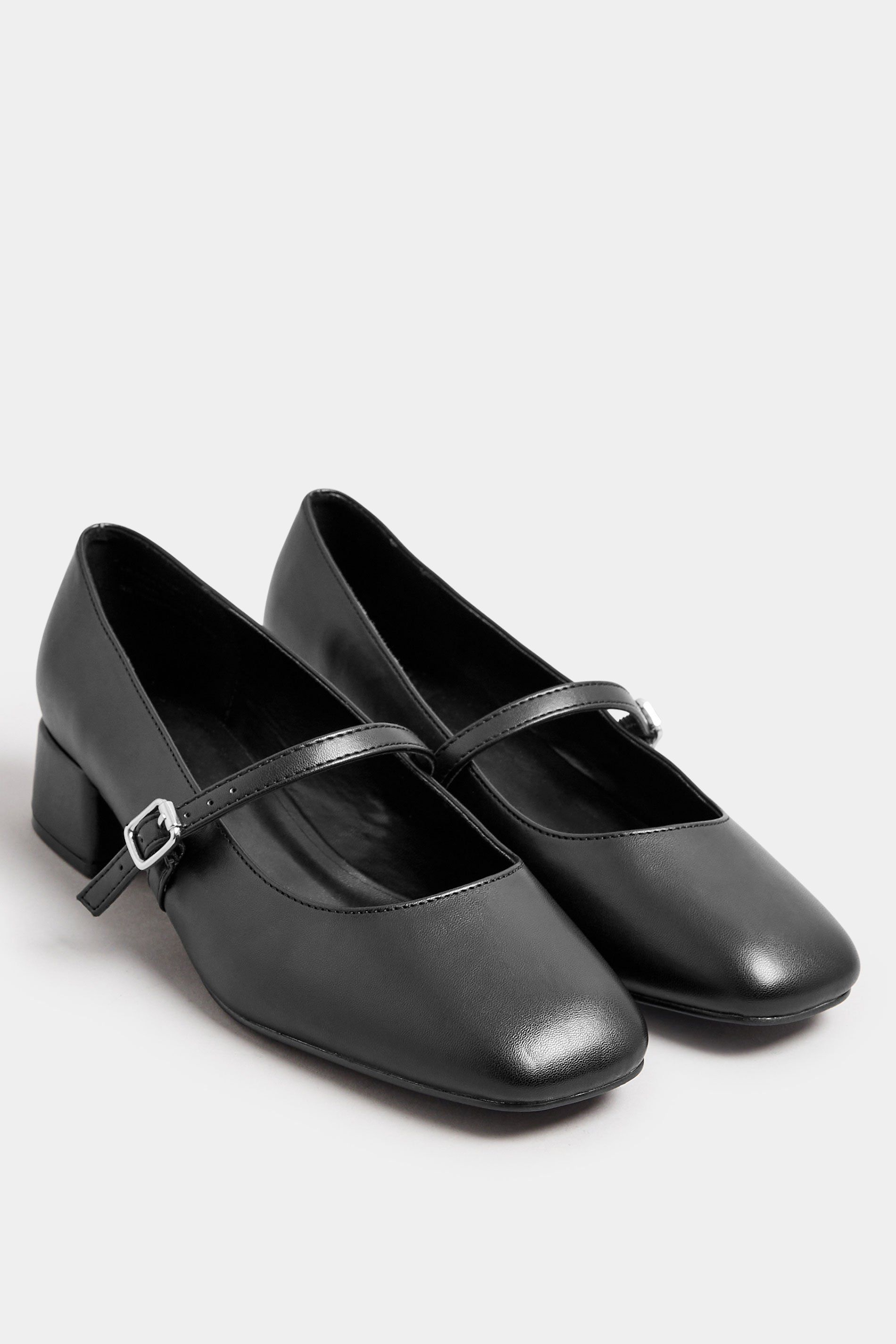 Yours Extra Wide Fit Faux Leather Mary Jane Block Heels