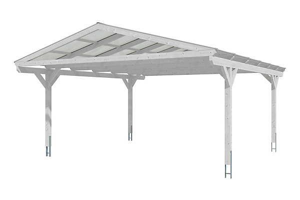 Carport SKAN HOLZ Westerwald 570x648, bois lamellé-collé, traitement coloré blanc