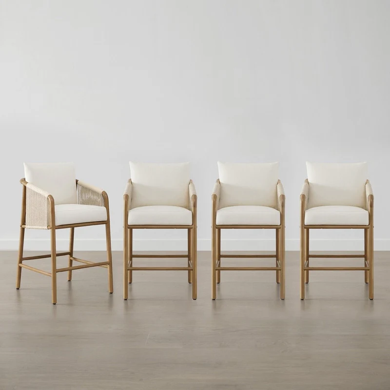 Lynn Counter Height Bar Stool with Braid Wood Arm Set of 2