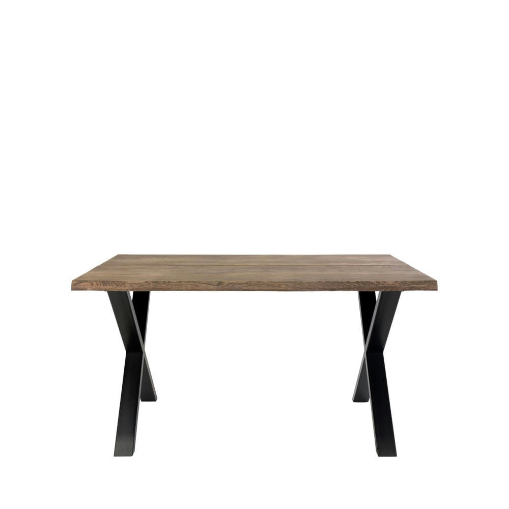 TOULON - Table à manger en bois et métal 140x95cm bois foncé  et  noir