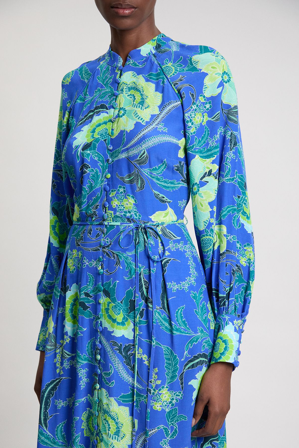 KarenMillen Viscose Woven Cobalt Floral Midi Shirt dress
