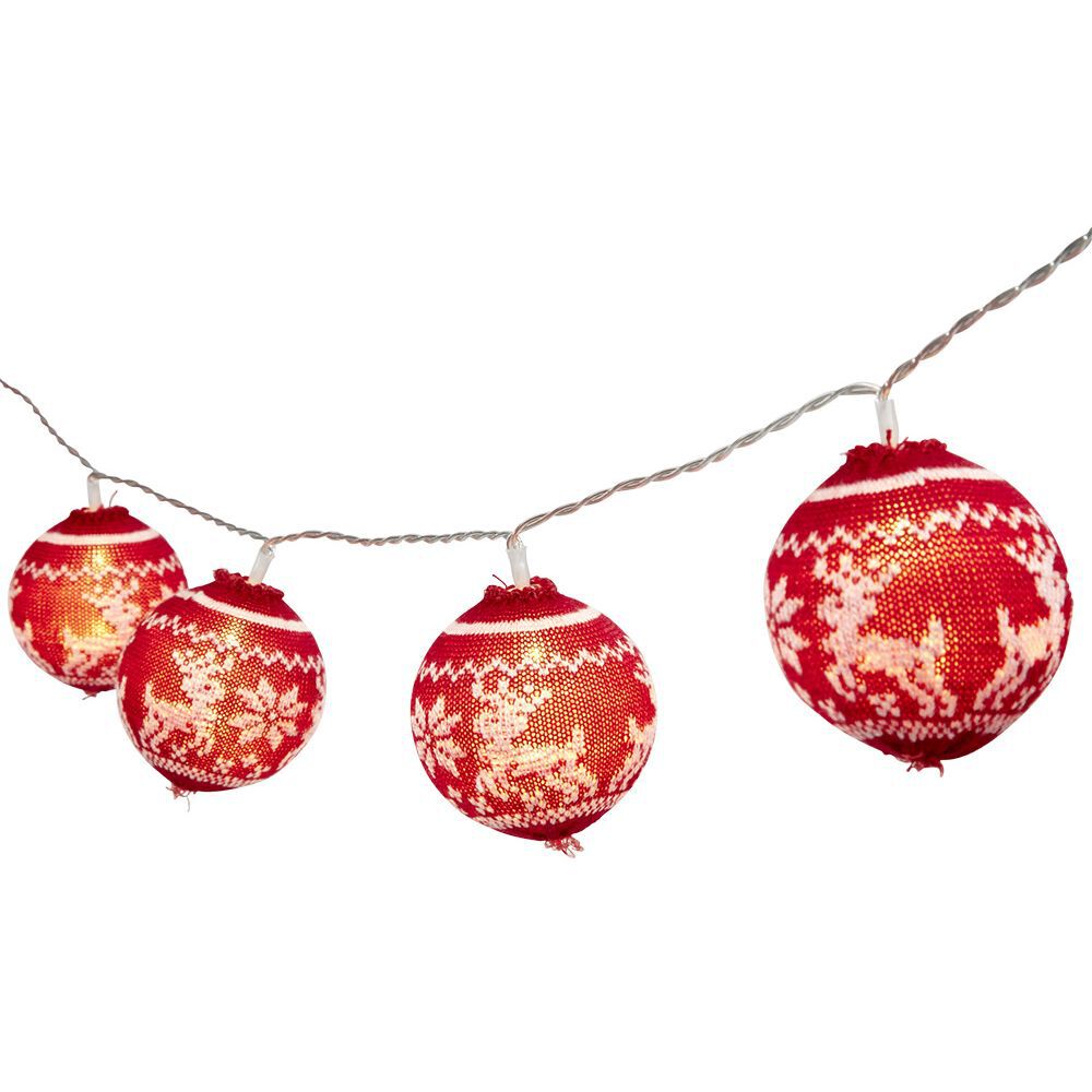 Guirlande électrique boule tissu 10 LED 1,35m d'éclairage blanc chaud