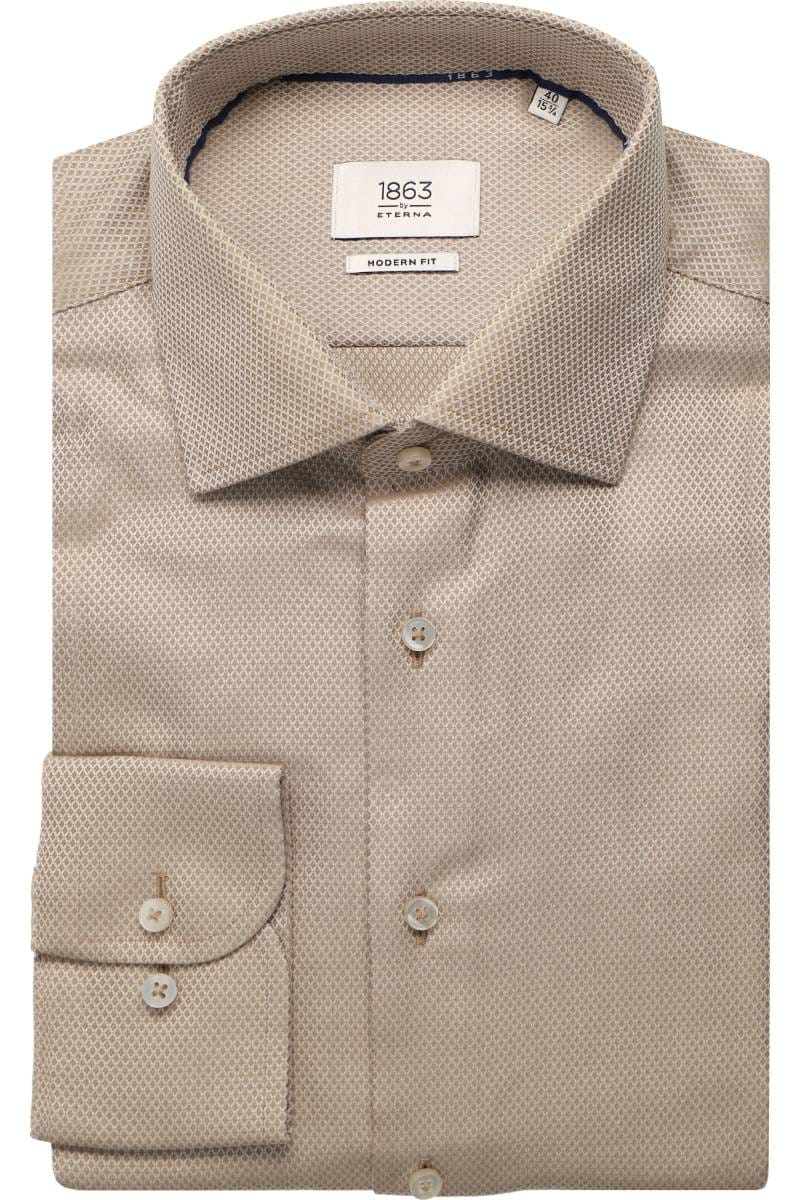ETERNA 1863 Modern Fit Hemd beige/braun, Strukturiert