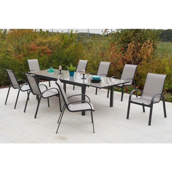 Gartenmöbelset »Amalfi«, 9-tlg., stapelbar, Aluminium/Textil