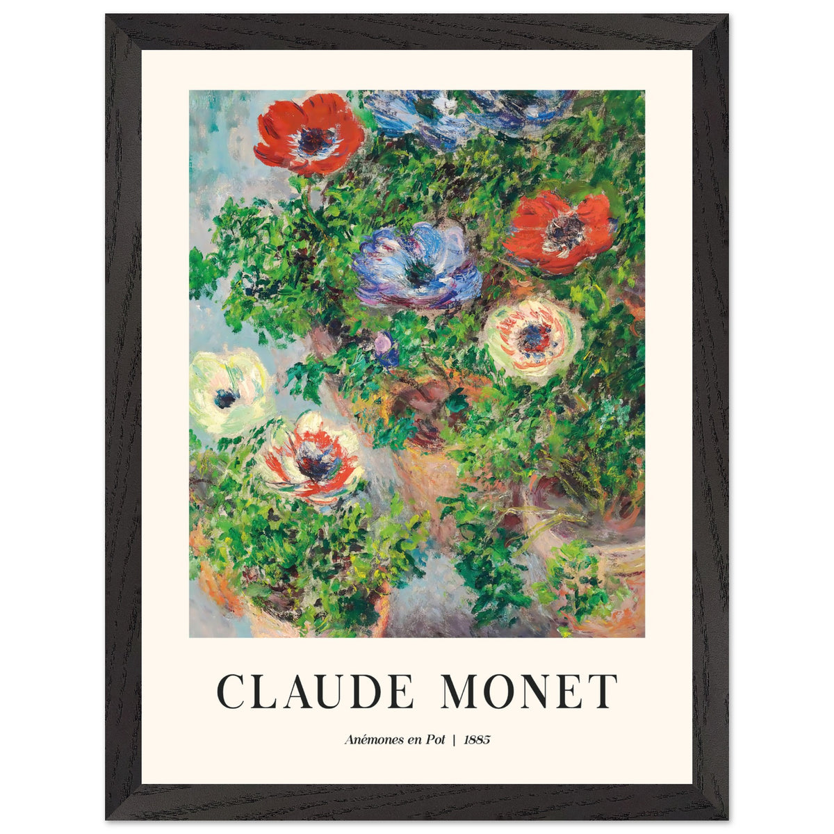 Artfulprints Poster met Lijst Claude Monet - Anémones en pot  - 30x40 cm - Groen