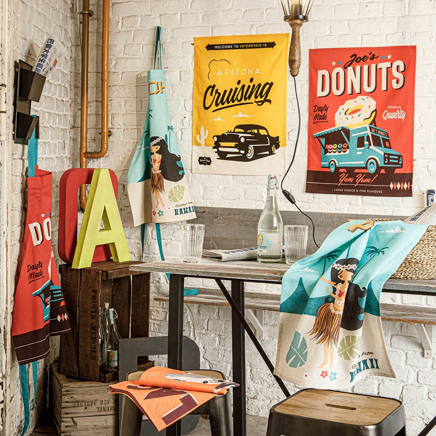 MISTERATOMIC - Boite 3 torchons en coton  orange 50x75