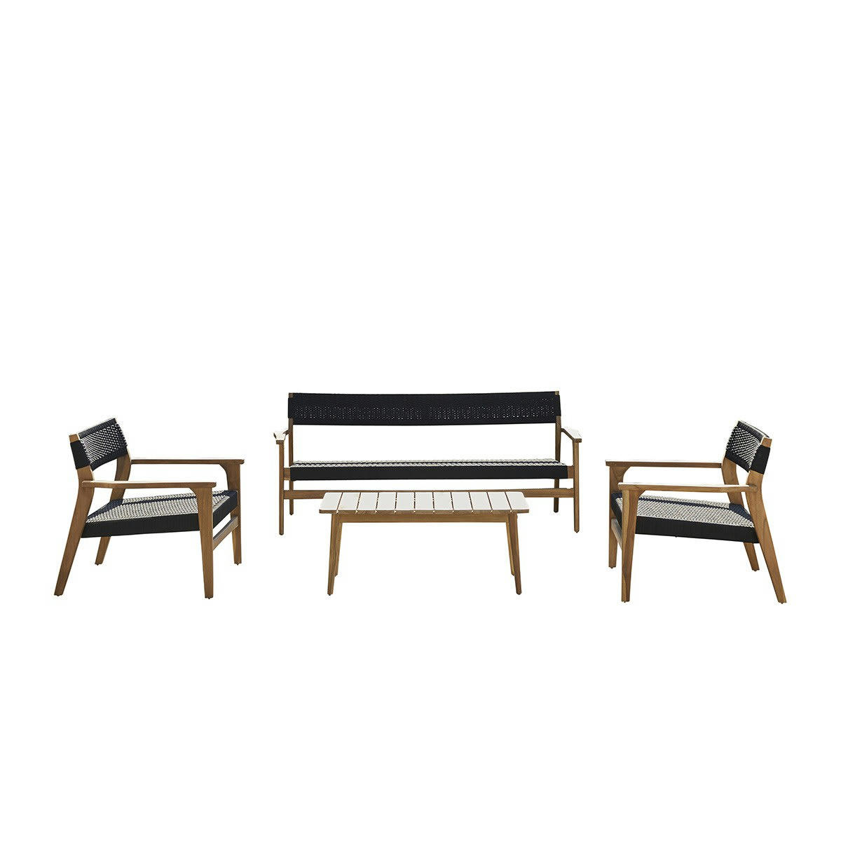 MIDLAND - Salon de jardin en teck massif et cordage