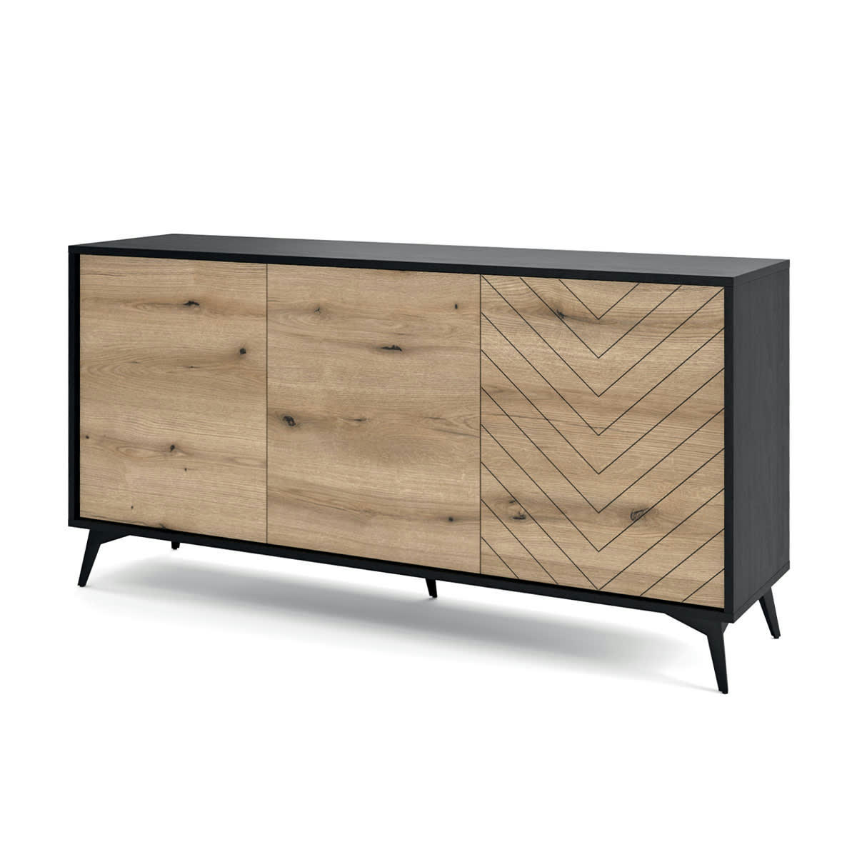 - Buffet 3 portes naturel et noir