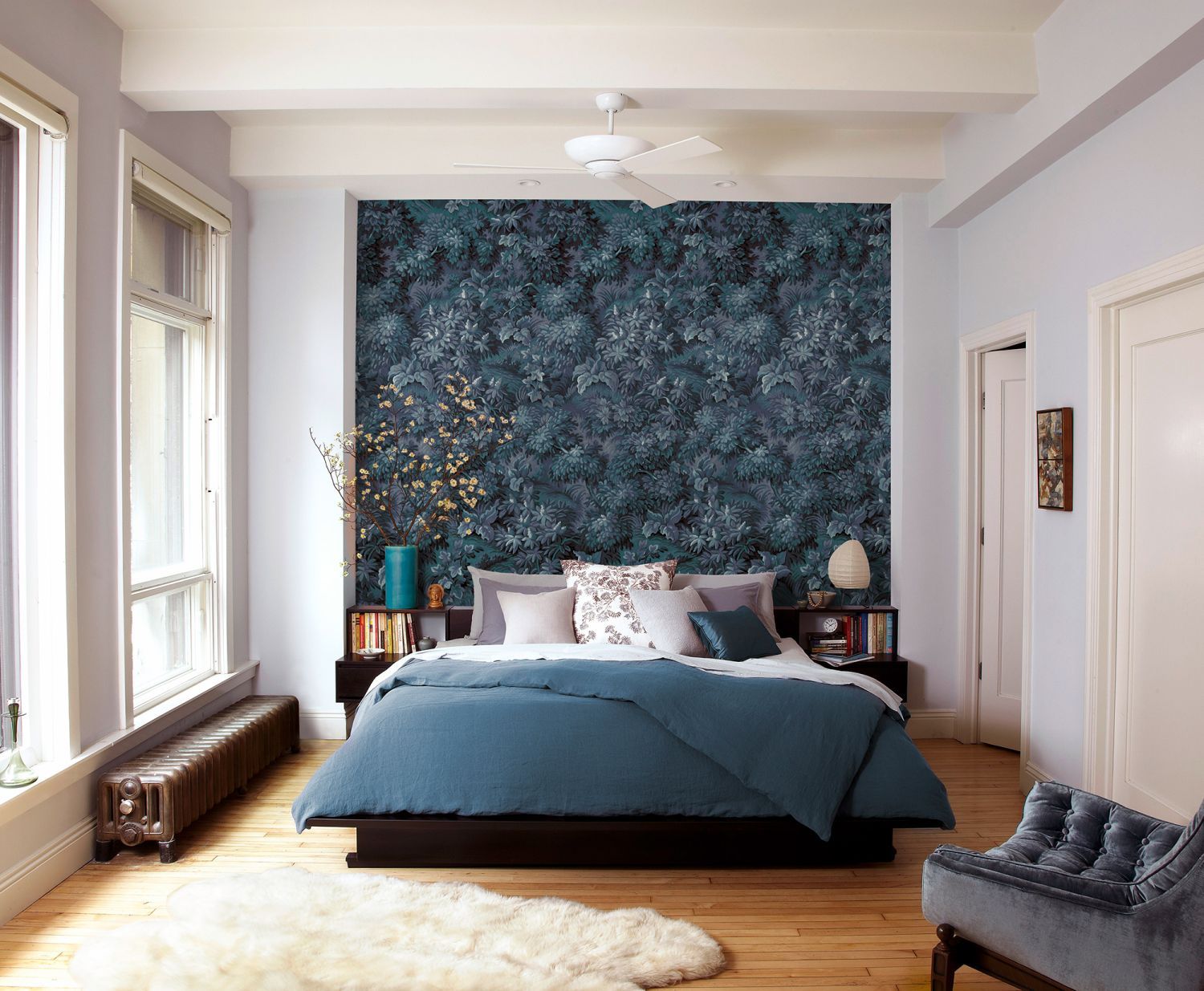 Sanders & Sanders fotobehang planten blauw - 300 x 280 cm - 611845