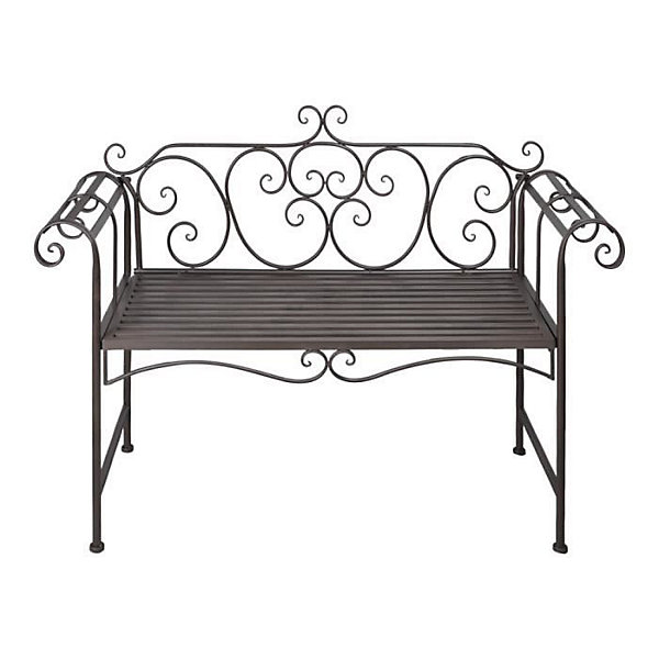 Banc de jardin en métal 132 cm - VIDAXL - Brun antique - Volute - Extérieur