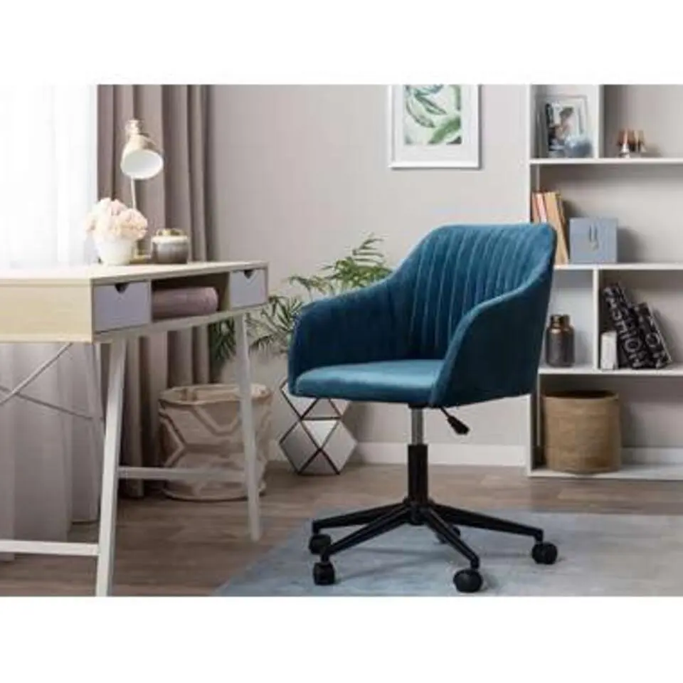 VENICE - Bureaustoel - Blauw - Fluweel