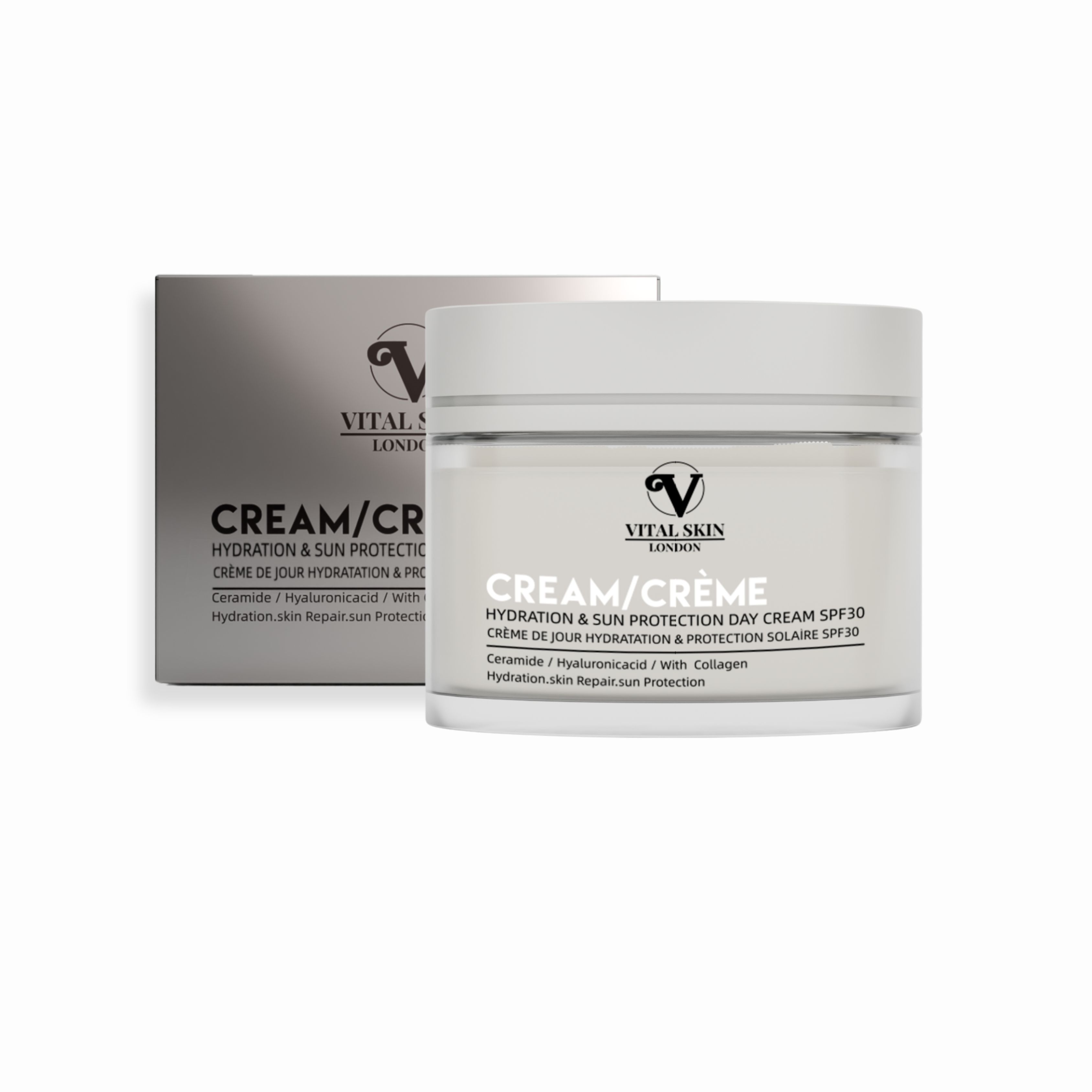 Vital Skin London Hydration & Sun Protection Day Cream SPF30 with Collagen Ceramide & Centella