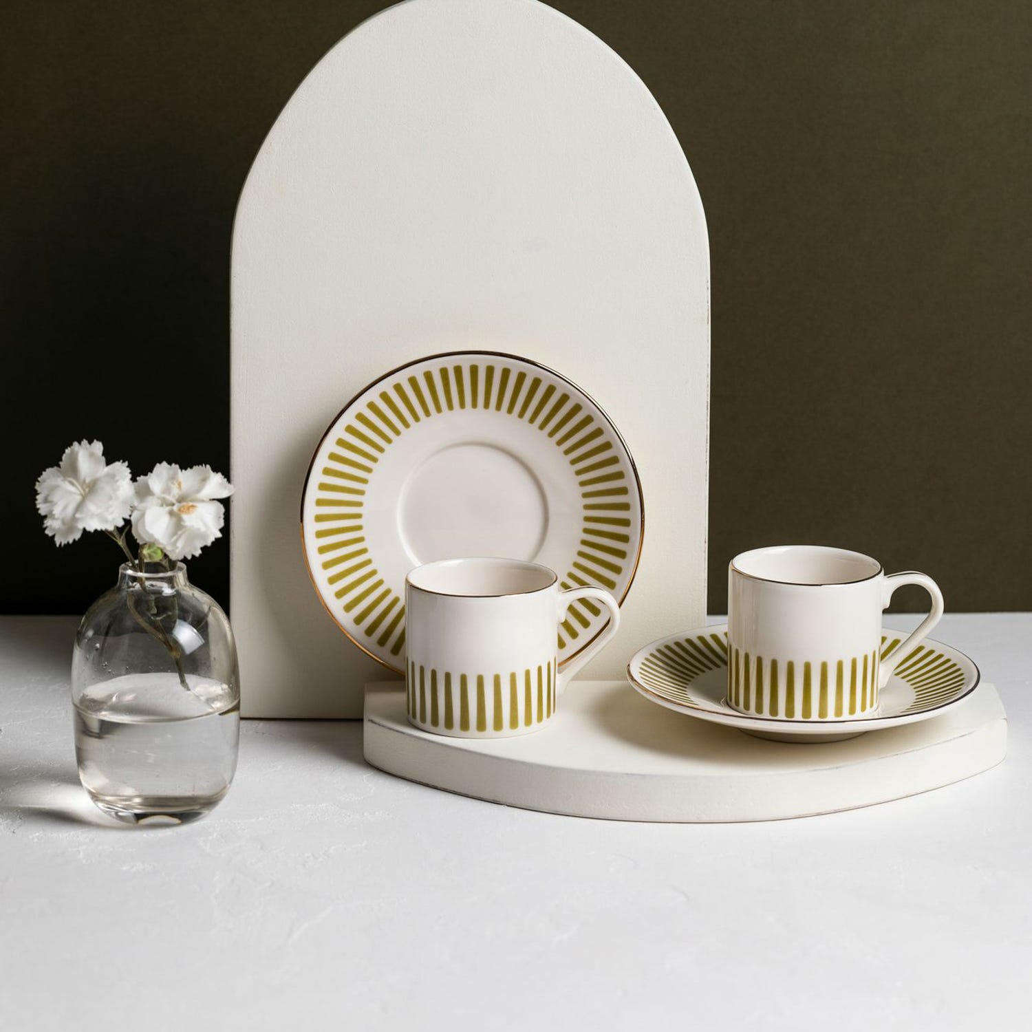 Set 2 tazzine da caffè con piattino Ayla verdi
