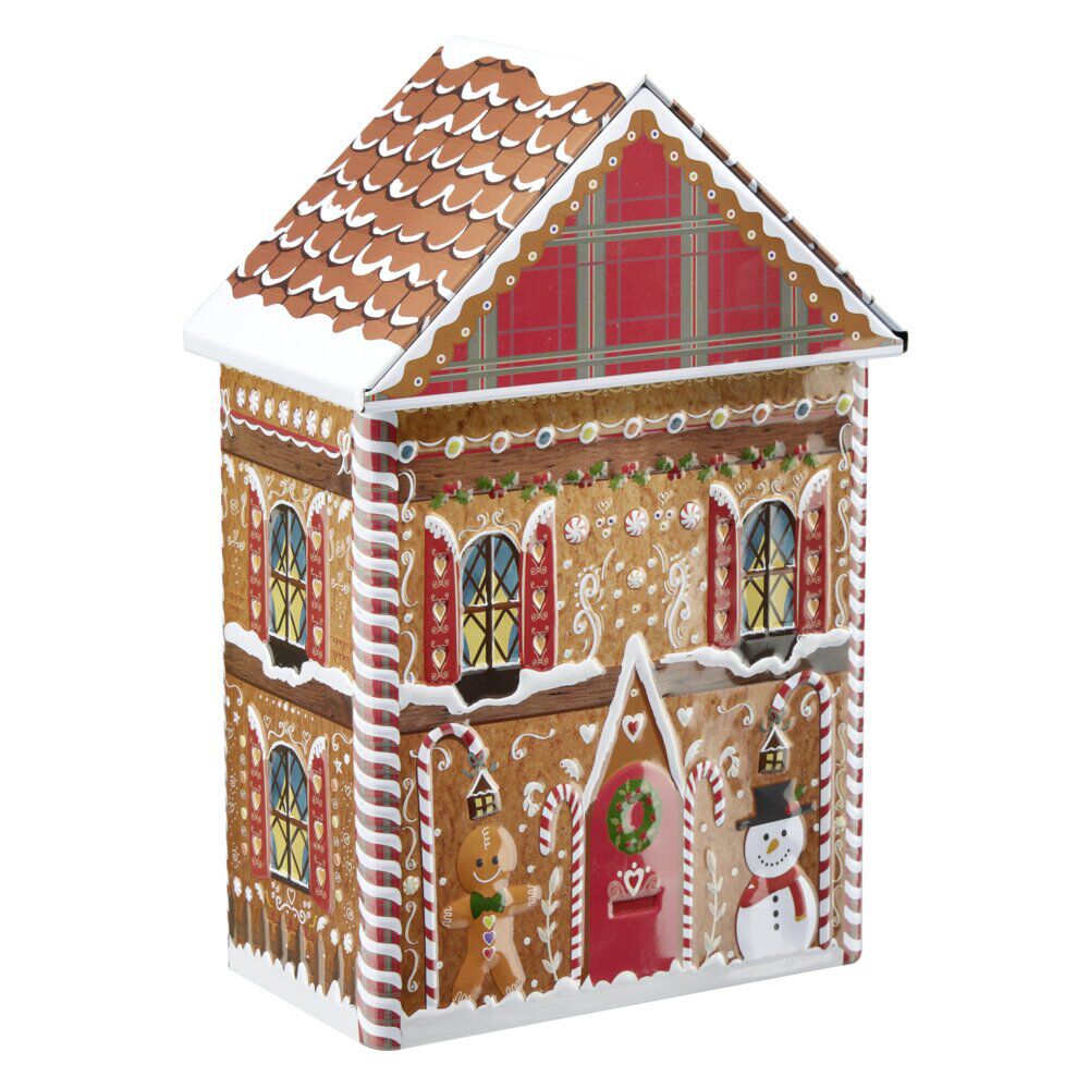 BoÎte alimentaire forme maison pain d'épice métal L14X9XH22 cm