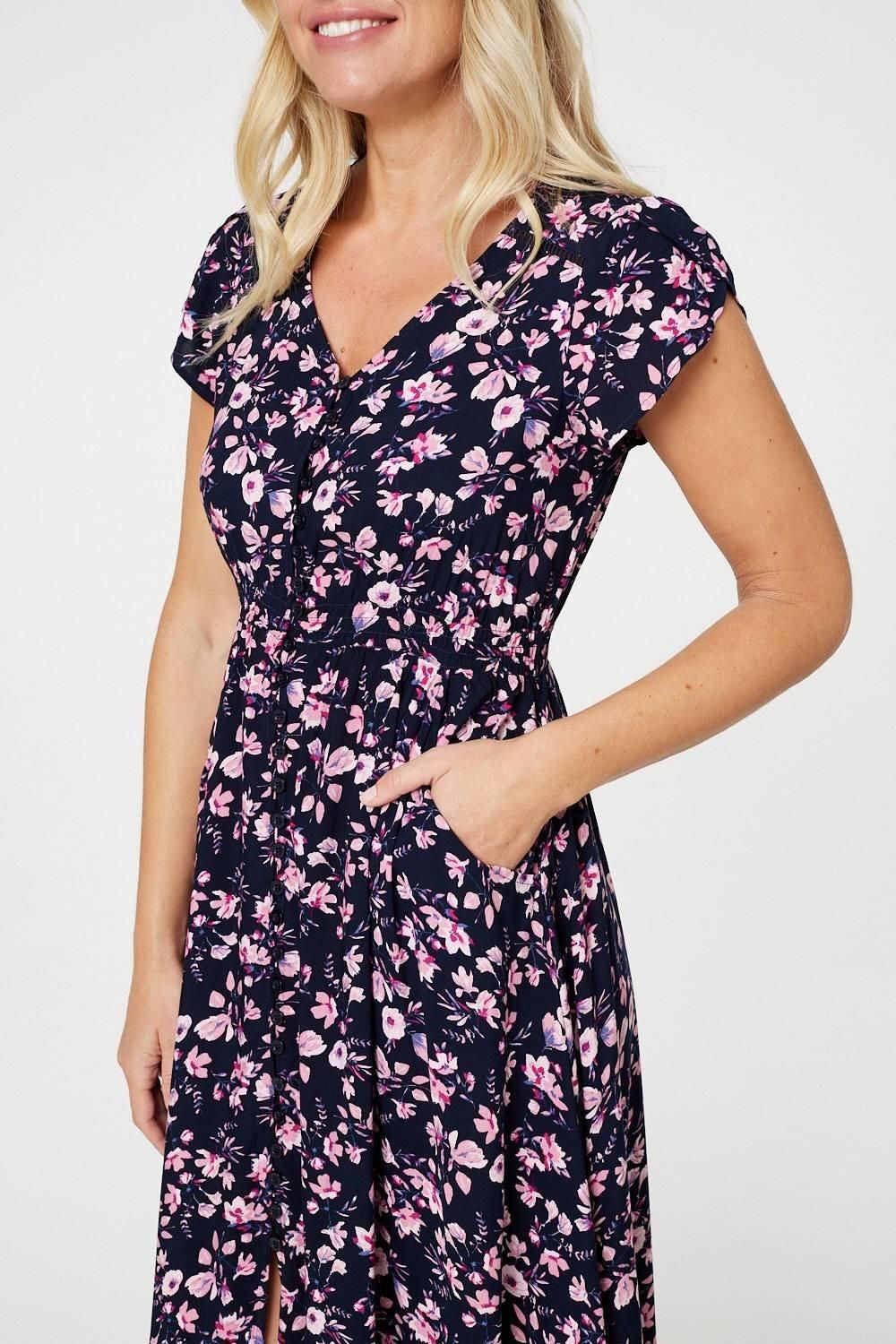 Izabel London Floral Pocket Detail Maxi Dress
