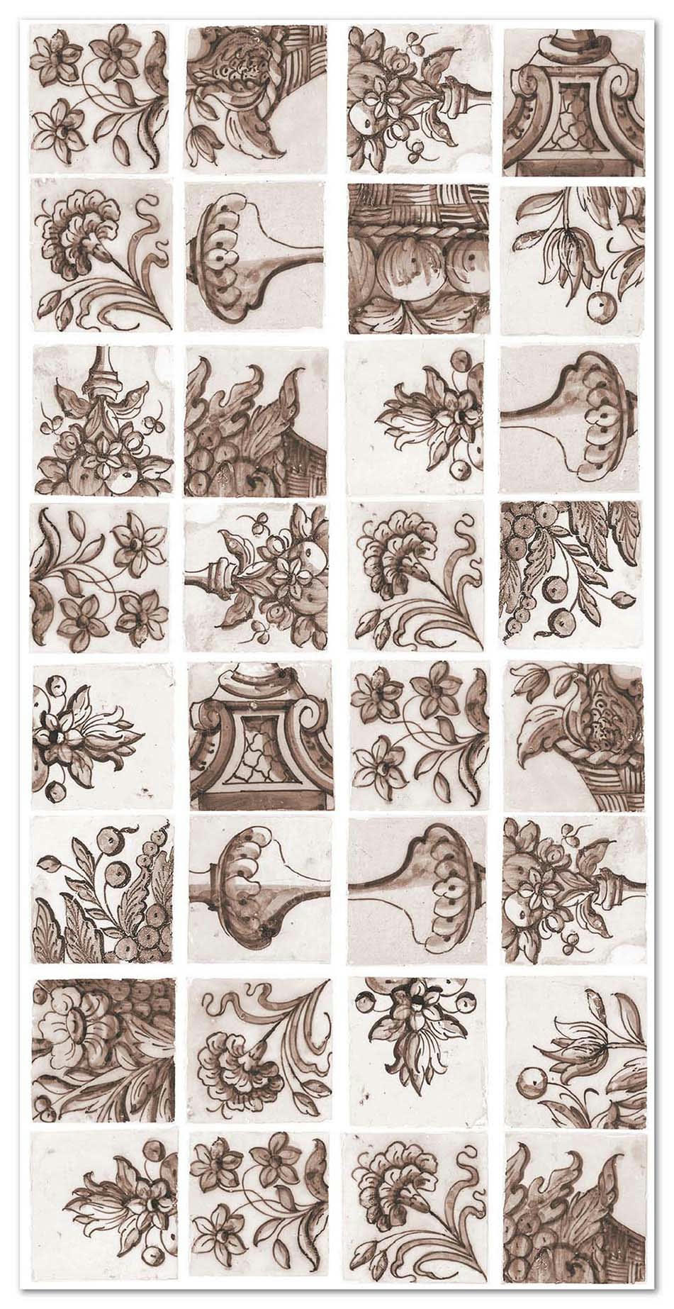 ALFOMBRAS AZULEJOS - Tapis vinyle carreaux ciments séville brun 300x200cm