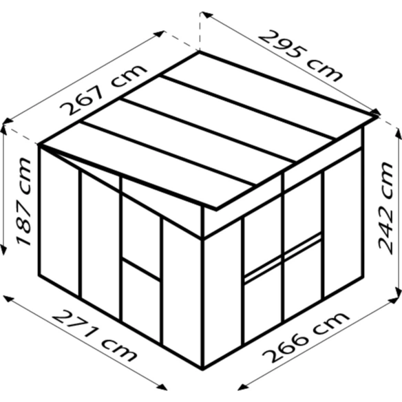 Gerätehaus »Kosmos«, Stahl, Pultdach, 7,8 m², BxT: 267 x 295 cm