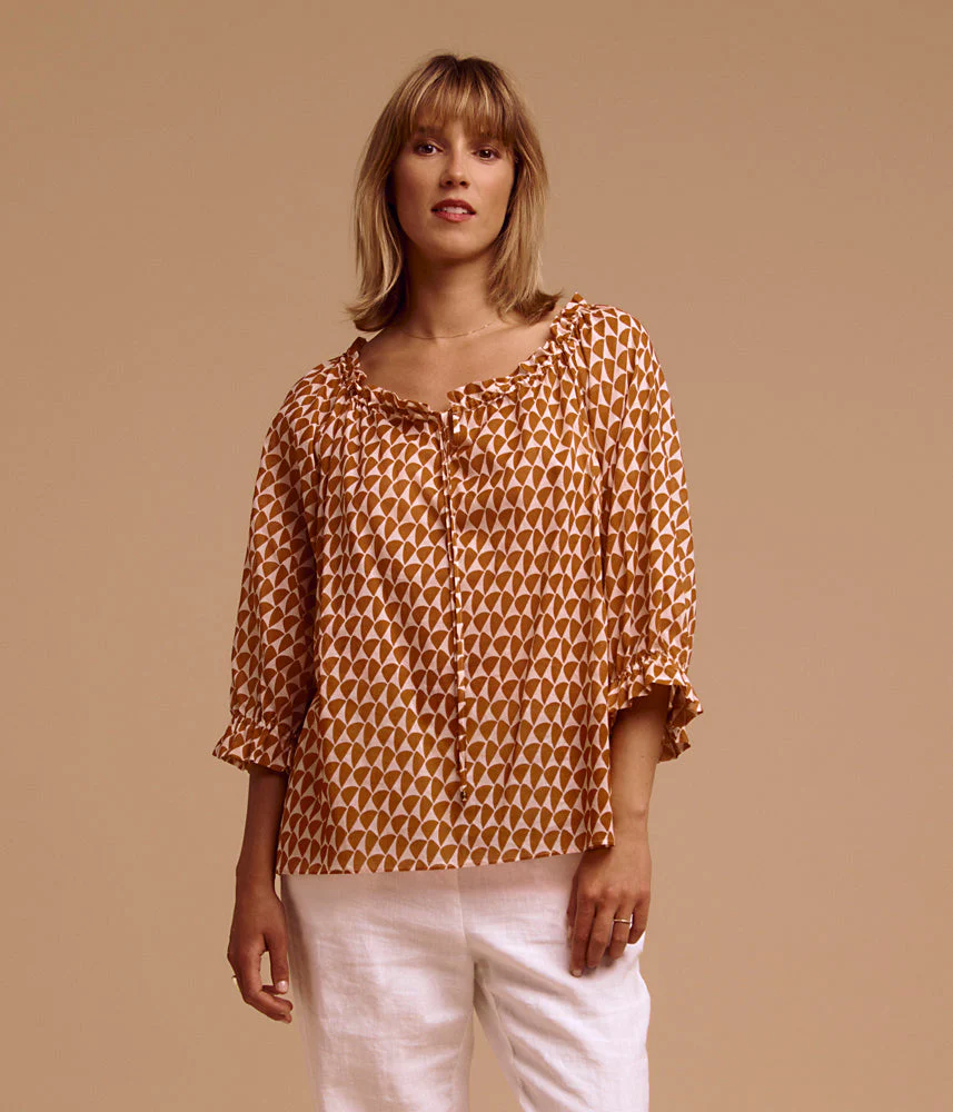 Blouse imprimée en voile de coton CORALIE/85086/580