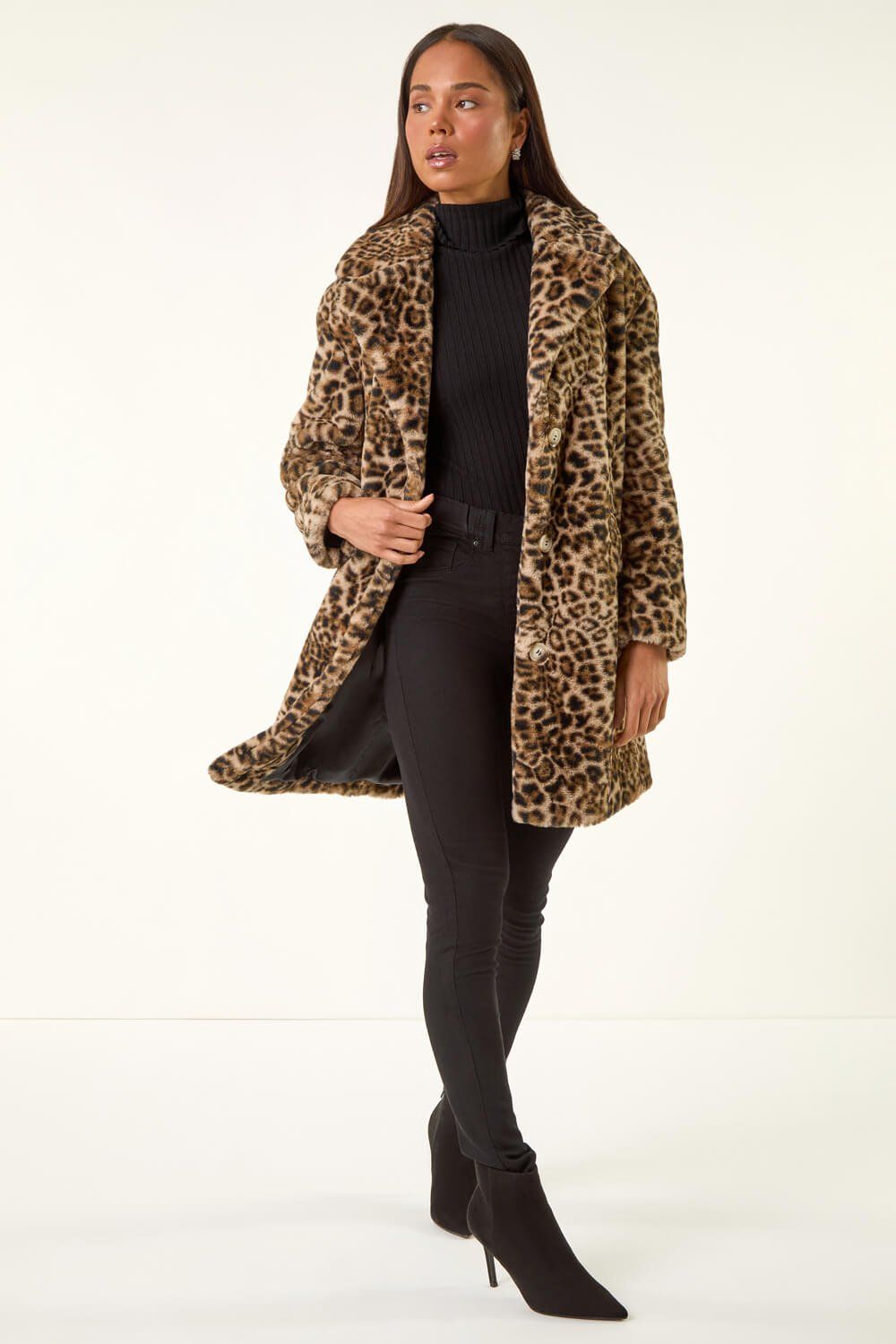 Roman Petite Leopard Fur Coat