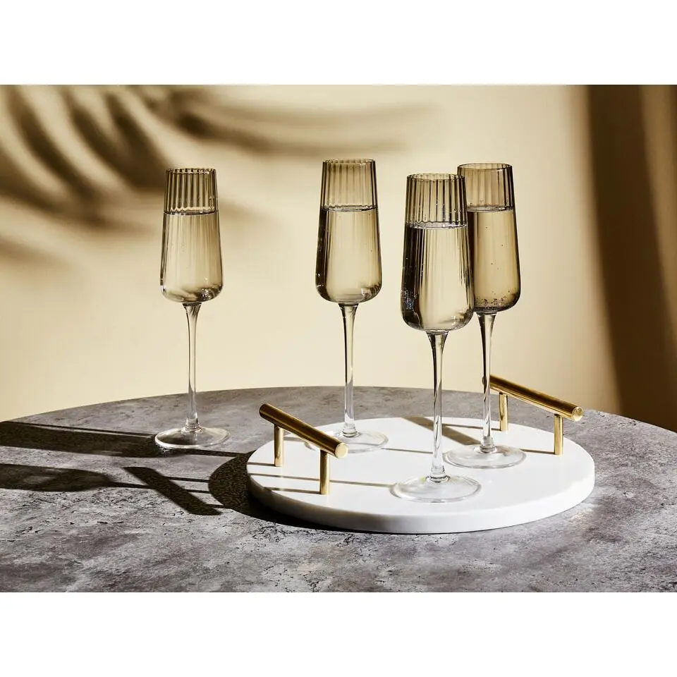 QUARTZ - Champagne glazen set van 4 - Grijs - Glas