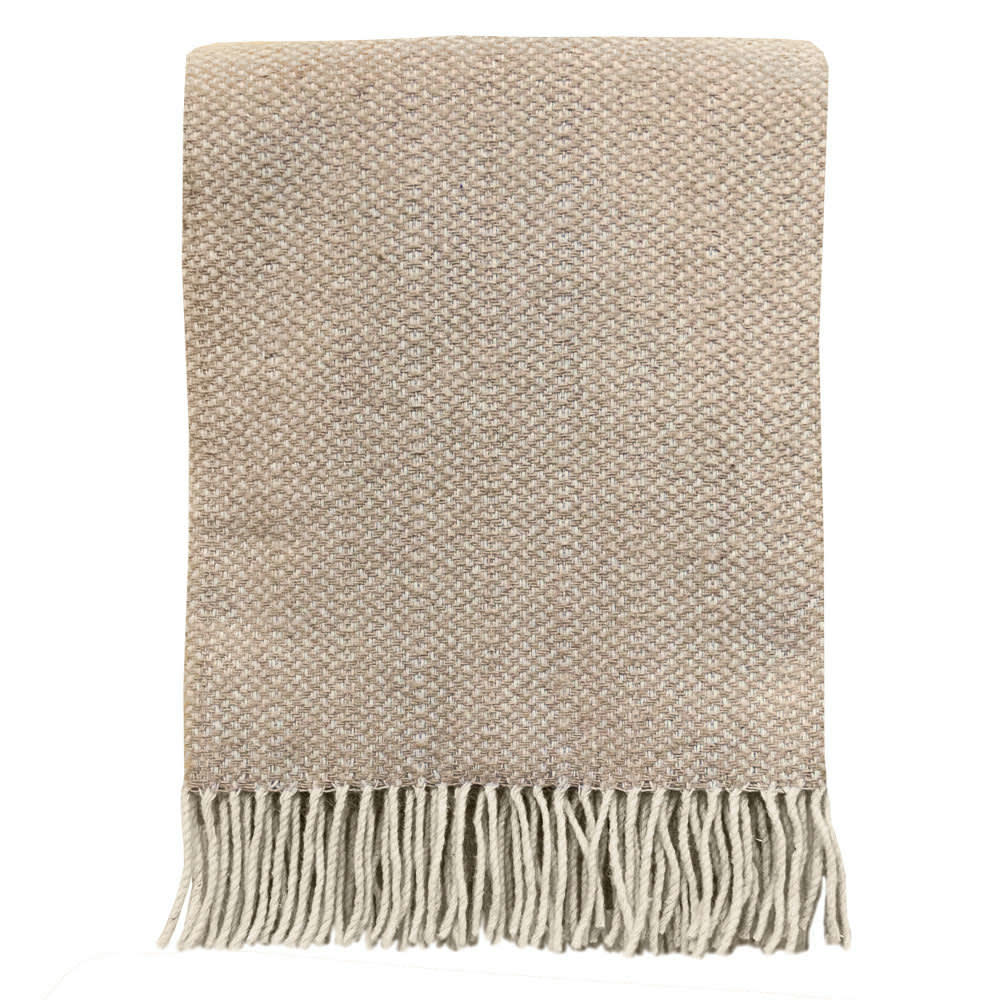 RECYCLED - Plaid en laine recyclée structure beige 131x170