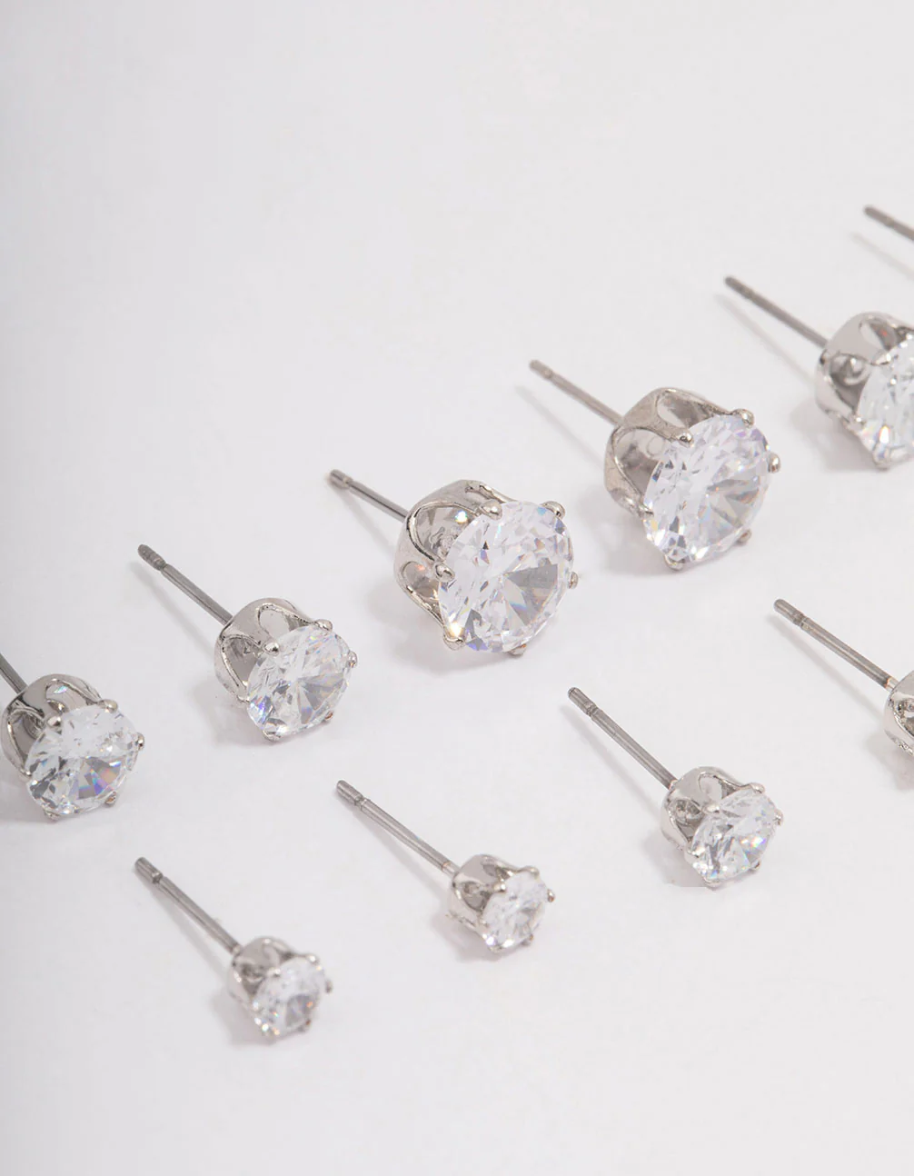 Silver Classic Round Cubic Zirconia Earring 6-Pack