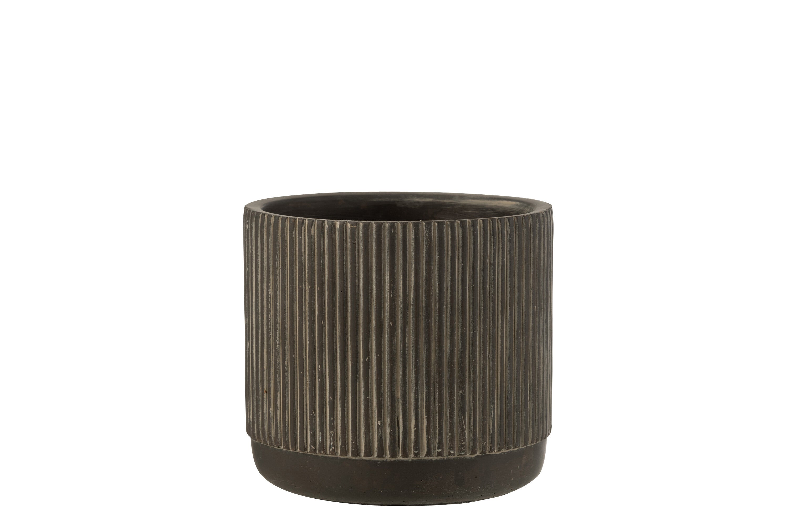 J-Line bloempot Lijn - keramiek - zwart/bruin - large - Ø 16 cm