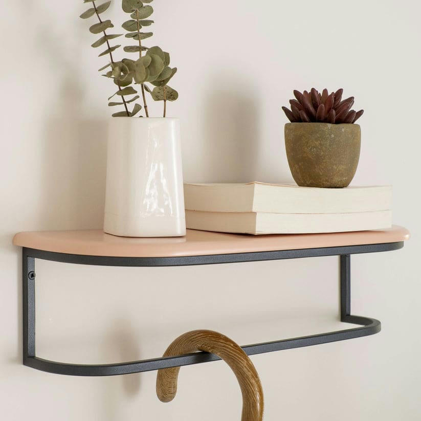 LIKE - Etagere murale en bois massif - chêne- rose blush- 13*50*15