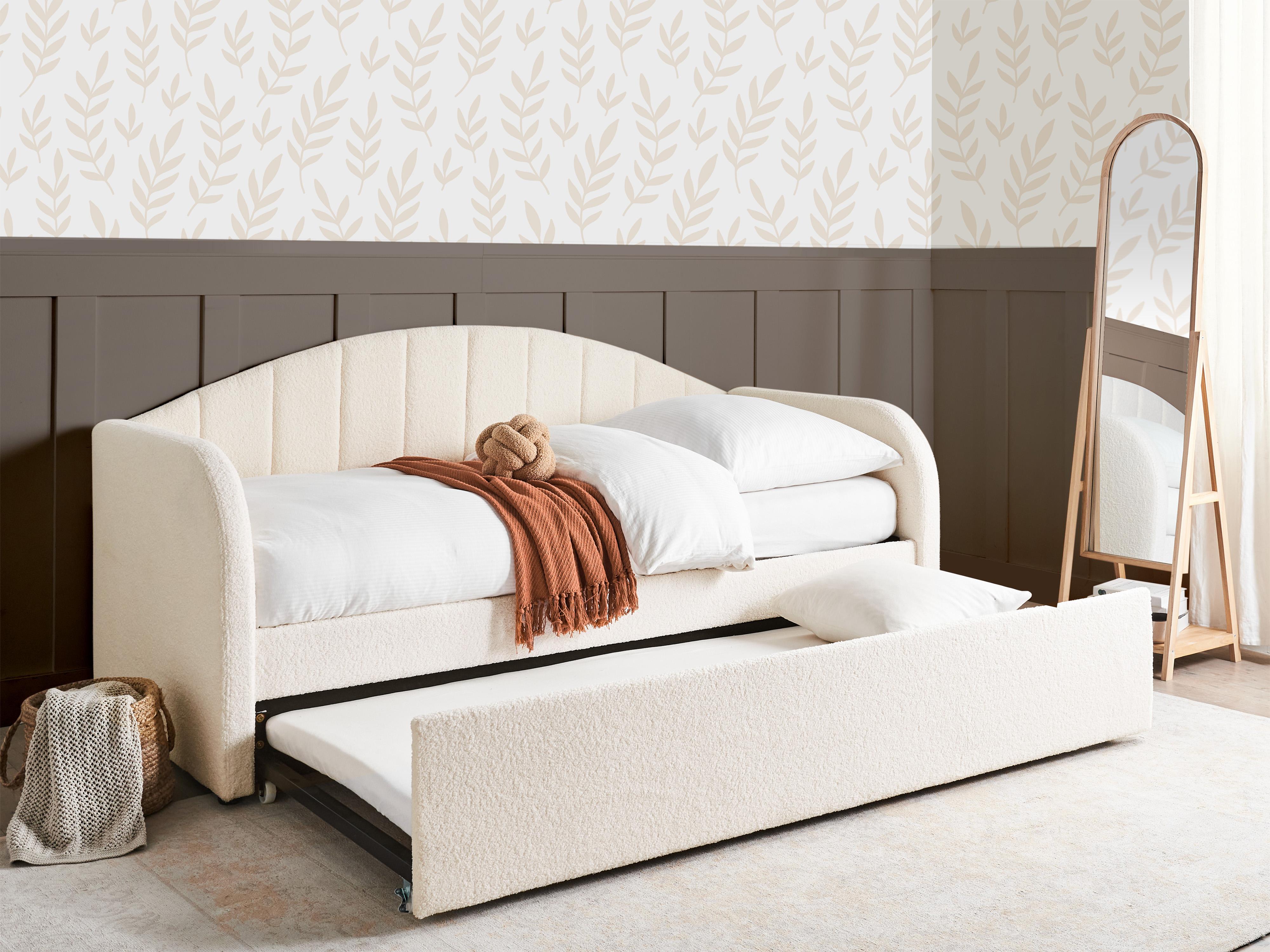 Trundle Bed Boucle EYBURIE 90 x 200 cm (EU Single) Light Beige