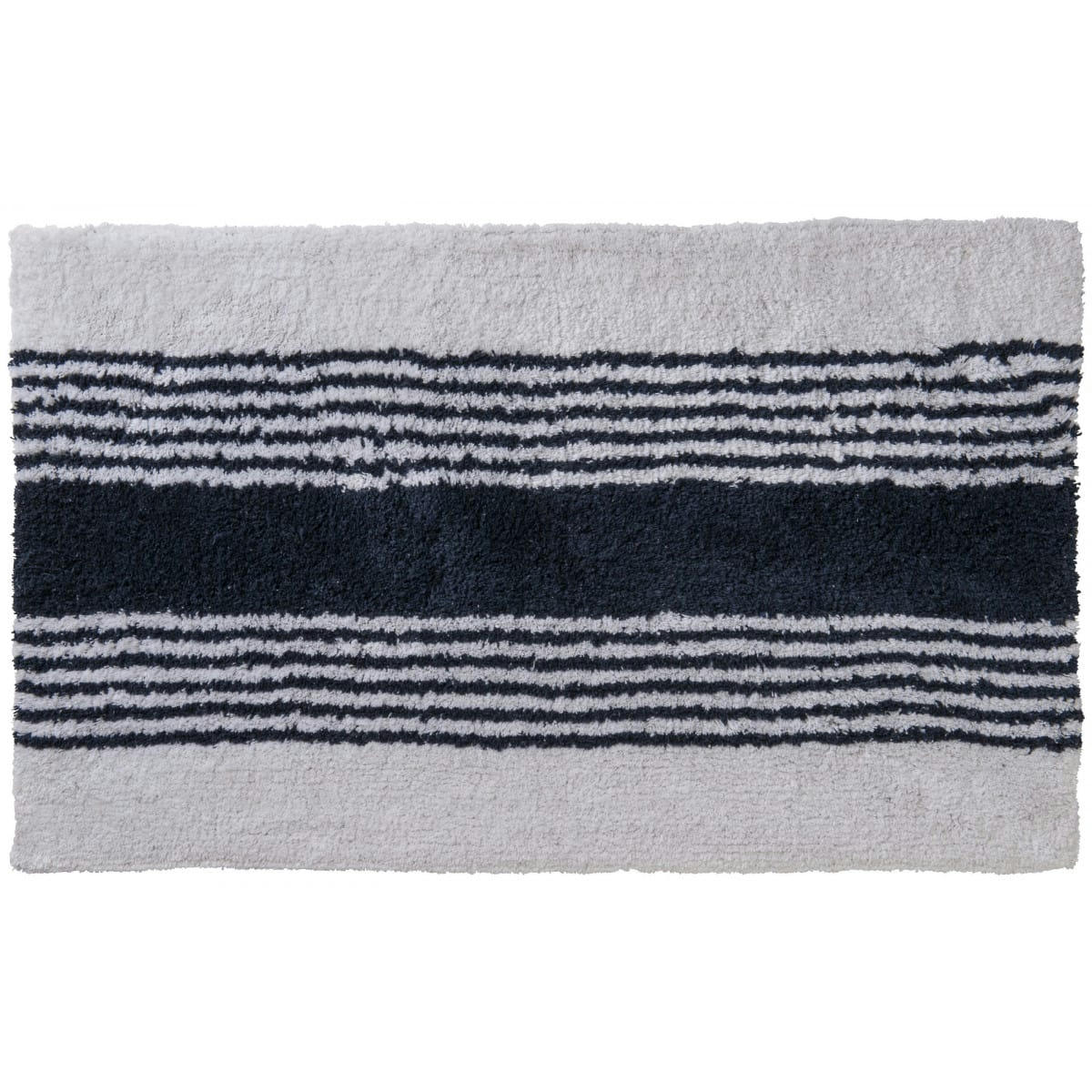 LINE - Tapis de bain coton fantaisie blanc et bleu 50x80cm