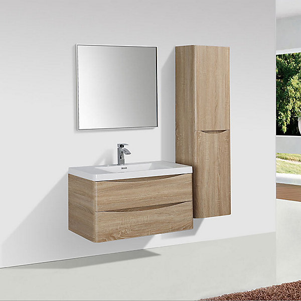 Grande armoire de rangement PIACENZA hauteur 150 cm chêne clair