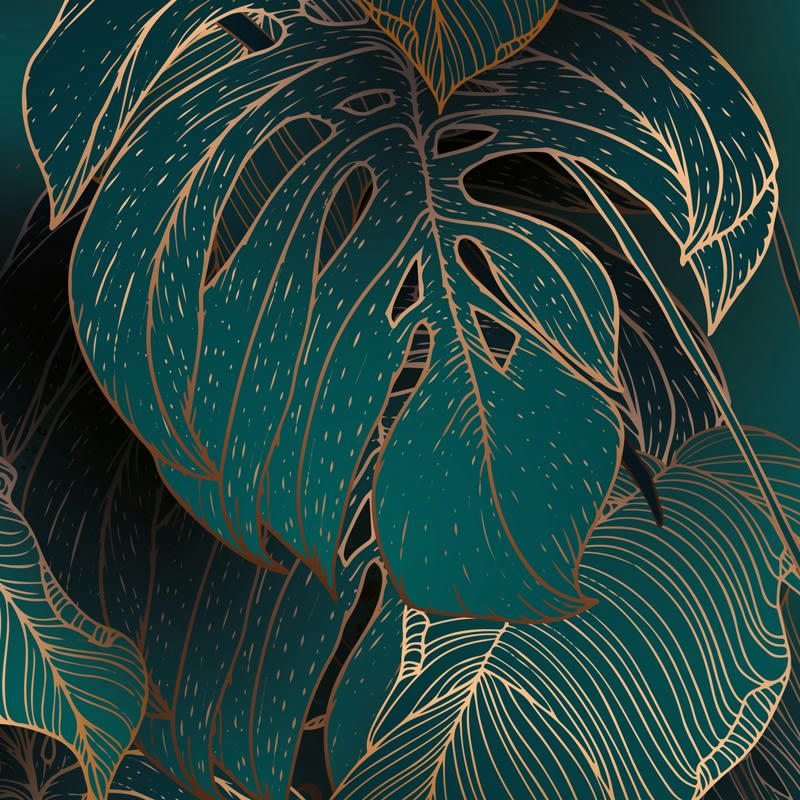 FOLIAGE - Crédence cuisine Fond de hotte ALU L60xH70cm Bleu Florale