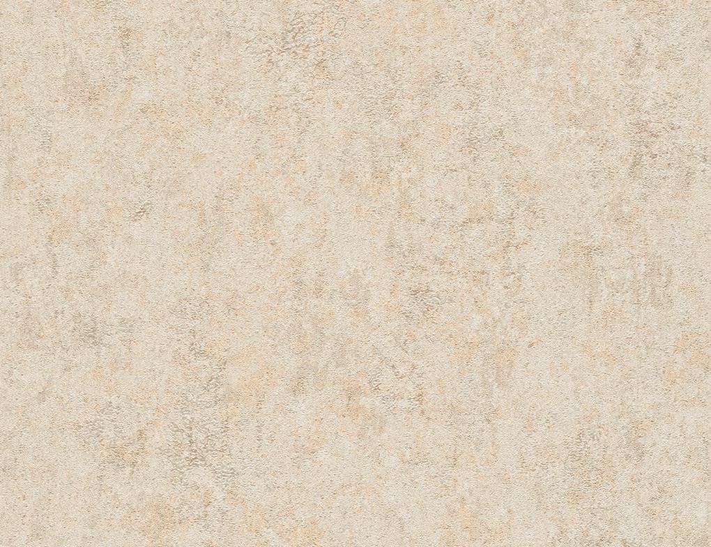 Vliestapete Putzoptik Beige, Gold