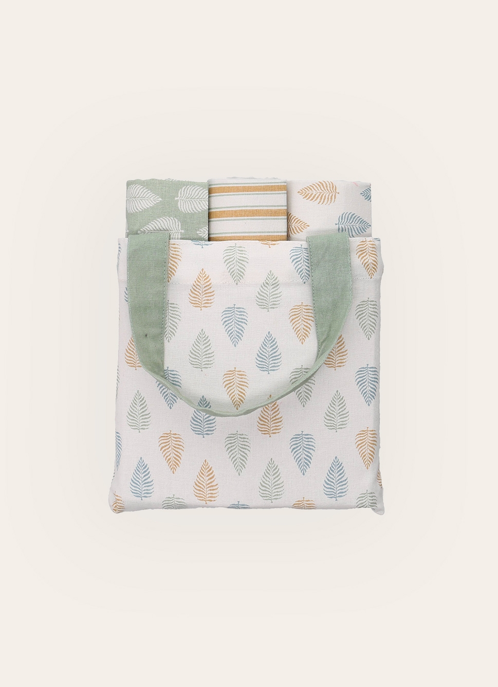 LOT DE 3 TORCHONS IMPRIMÉS MOTIF FEUILLES MULTICOLORE