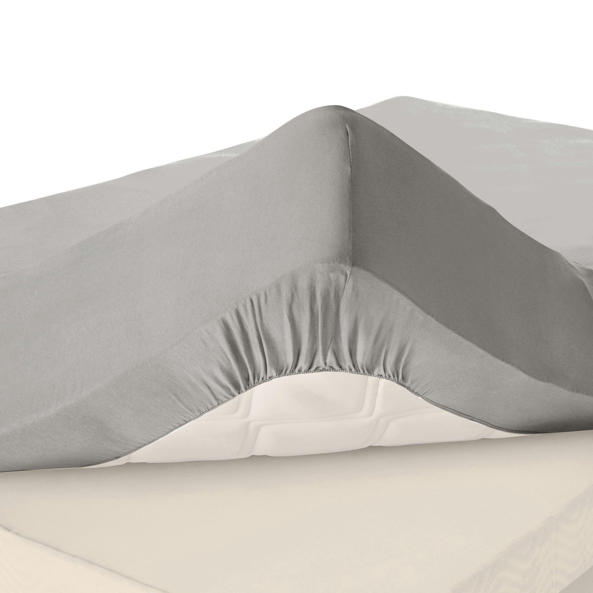 FLANELLE - Drap-housse grand bonnet 160x200x32 gris galet en coton