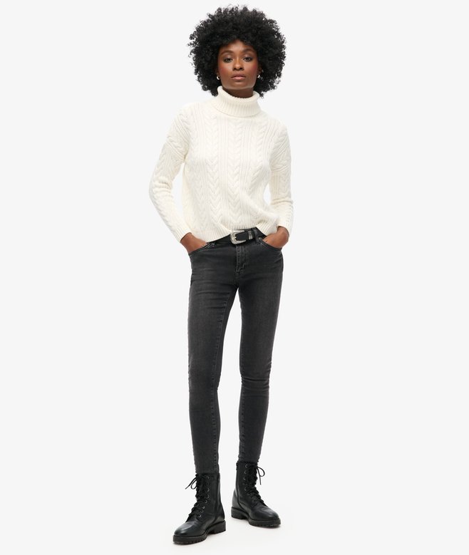Drop Shoulder Cable Roll Neck Jumper