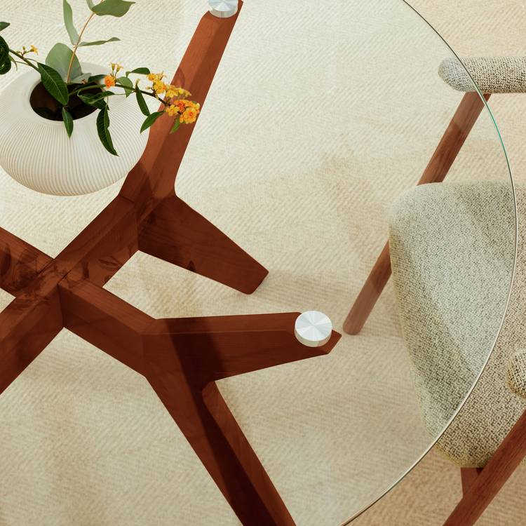 Habitat Zela Glass Walnut Dining Table & 4 Walnut Chairs