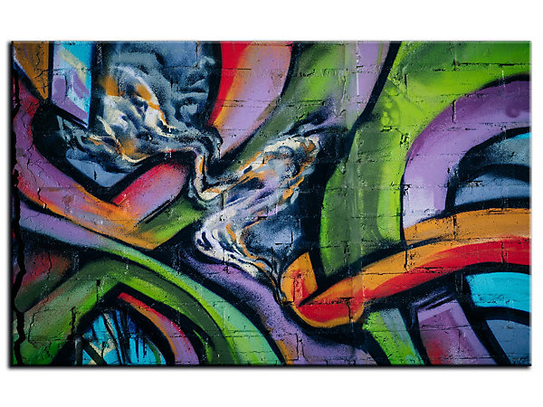 DECLINA, Tableau toile imprimée abstrait, Cadre déco abstrait Graffiti, 120x80 cm