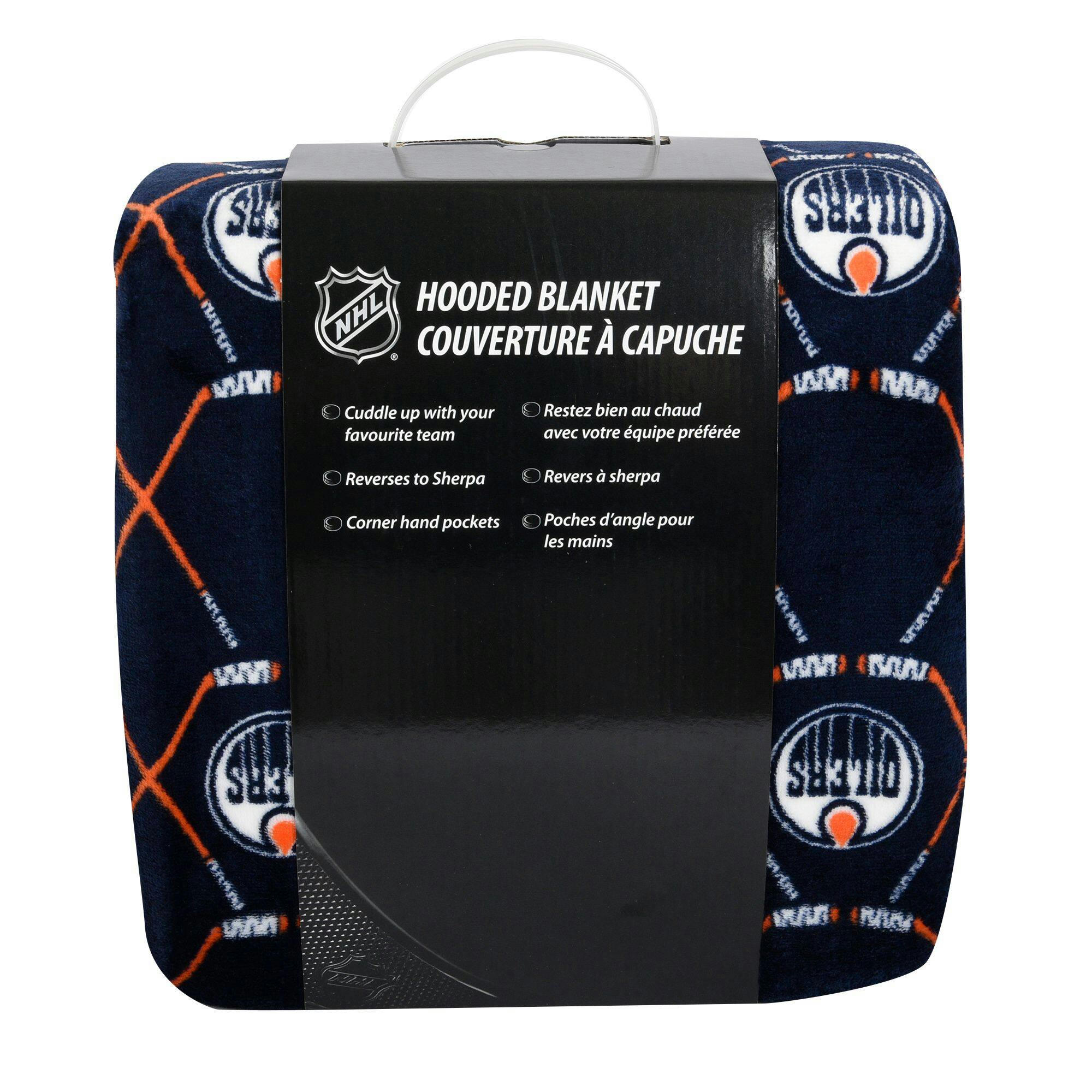 NHL Edmonton Oilers Officially Licensed Hockey Hooded Blanket 50-in x 70-in
